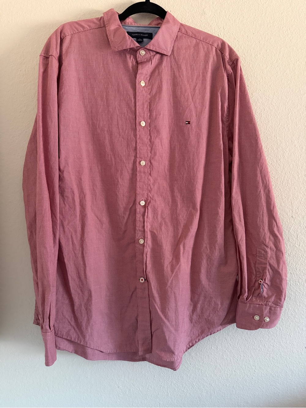 Tommy Hilfiger Red Casual Gingham Button Down Shirt